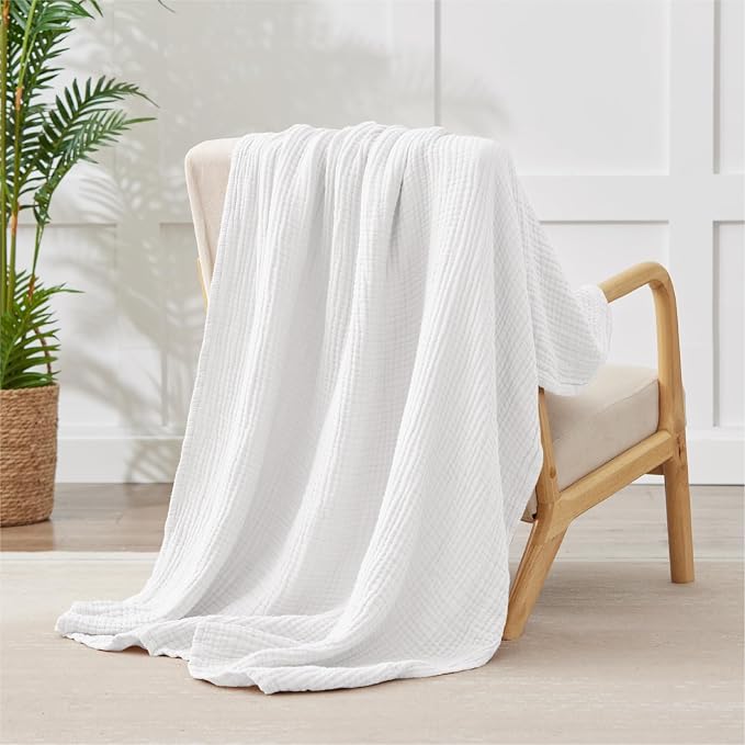 100% Cotton Muslin Blanket Large 50" x 70", 6 Layers Breathable and Lightweight - Image 5