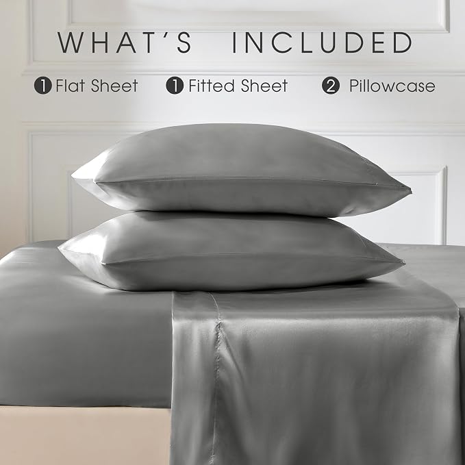 FreshCulture Satin Sheets Queen Size Bed Set- 4 Piece Luxury Soft Silky Queen - Image 3