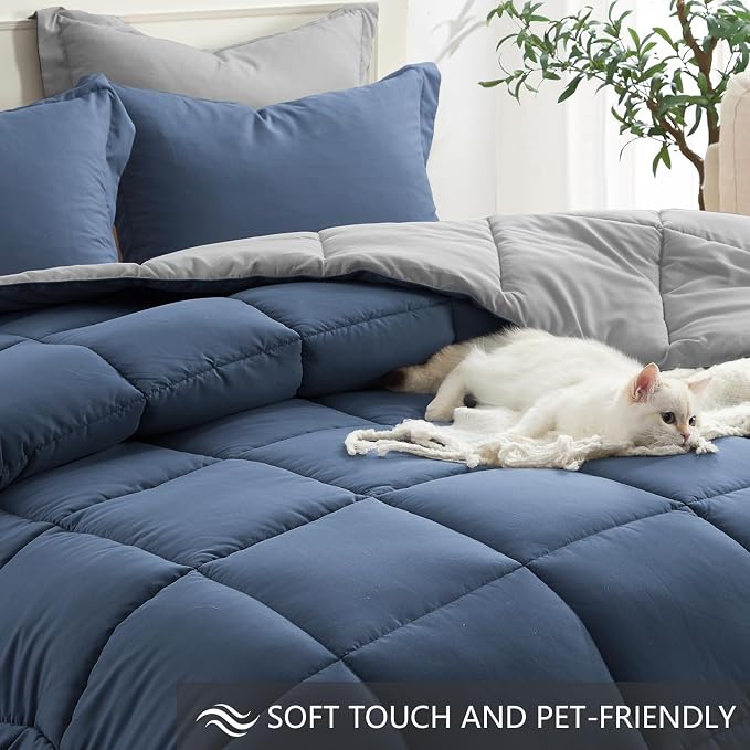 Homelike Moment King Size Comforter Set Blue, Comforter King Size Bed Set - Image 4