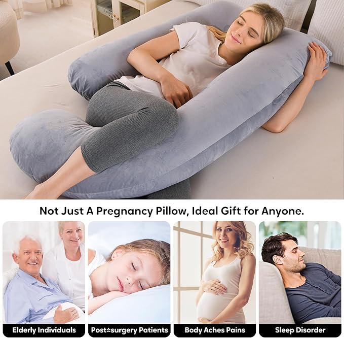 U-Shaped Pregnancy Pillow for Sleeping, Full Body Support for Back, HIPS & Belly - Image 7