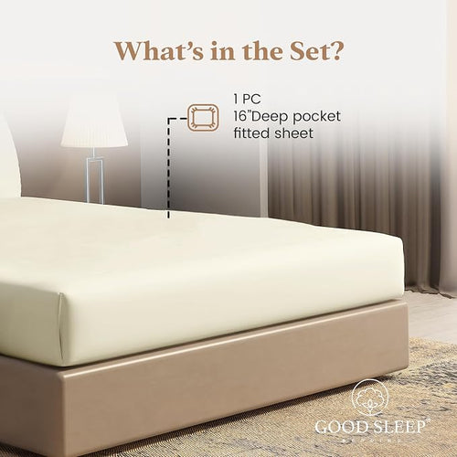 1000 Thread Count Ivory Full Fitted Sheet 16” Deep Pocket Full Fitted Sheet Only - Image 2