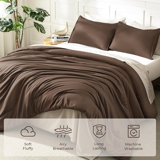 Litanika Brown Comforter Set California King Size, 3 Pieces Cal King - Image 3