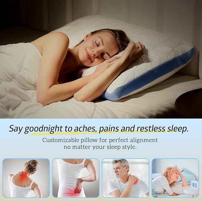 BETU Cooling Pillow Queen Size, Shredded Memory Foam Cool Pillow - Image 4