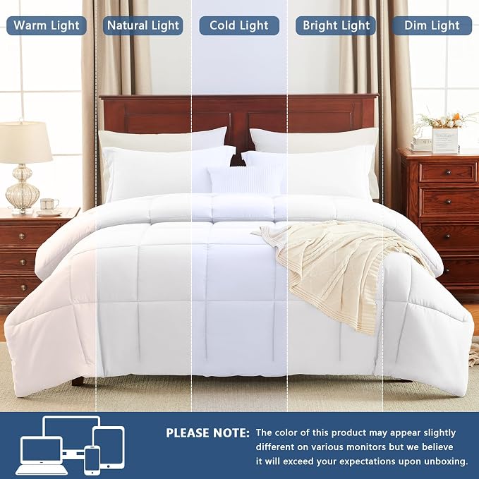 CozyLux Twin/Twin XL Comforter Set White - Image 5