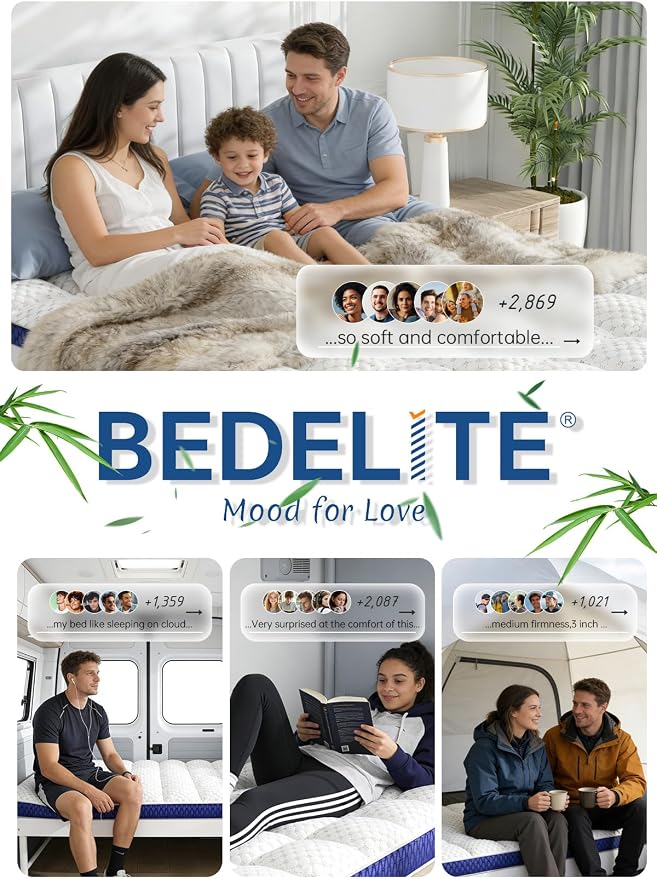 BEDELITE King Mattress Topper 3 Inch Thick Mattress Pad, Plush Pillow Top Bed - Image 7