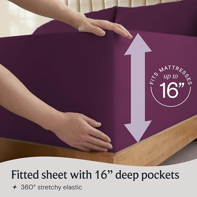 LuxClub 4 PC California King Sheet Set, Breathable Luxury Bed Sheets, Deep - Image 6
