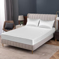 Homiest White Satin Fitted Sheet Queen Size, Deep Pocket, Luxury & Ultra Soft by Homiest