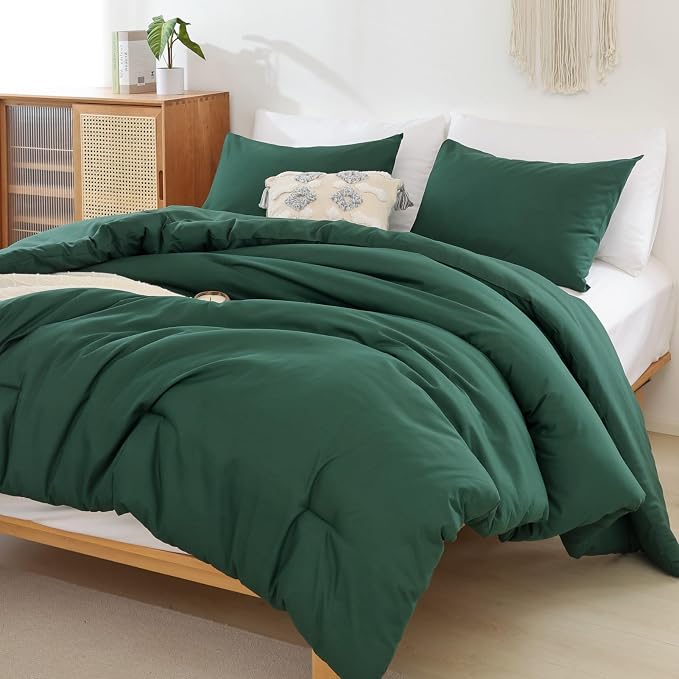 ROSGONIA King Size Comforter Set Emerald Green, All Season Blanket Lightweight - Image 5
