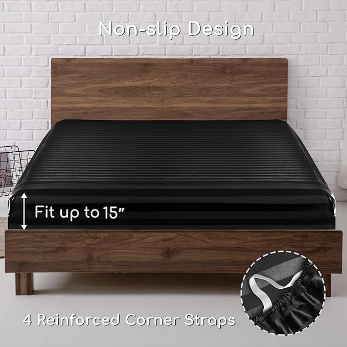 MR&HM Satin Bed Sheets, Full Size Sheets Set - Image 5
