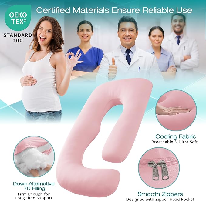 Sasttie Pregnancy Pillows for Sleeping, U Shaped Cooling Full Body Pillow - Image 3