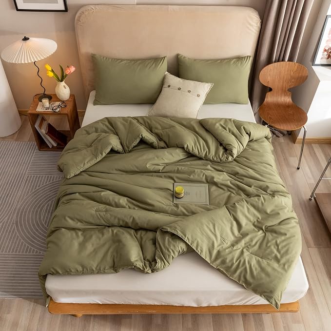 ROSGONIA California King Comforter Set Olive Green, All Season Bedding Blanket - Image 5