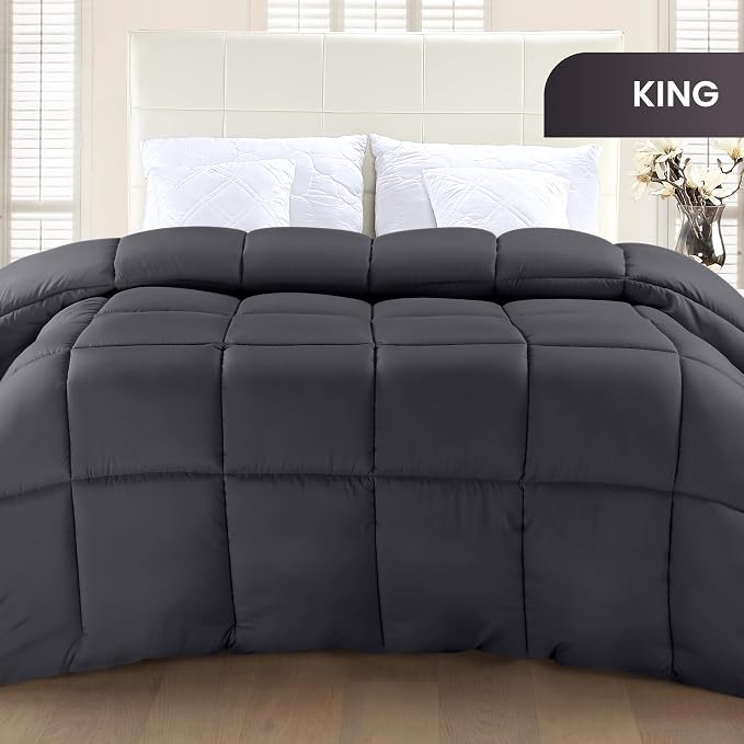 Utopia Bedding King Comforter Duvet Insert, Quilted Grey Comforter - Image 2
