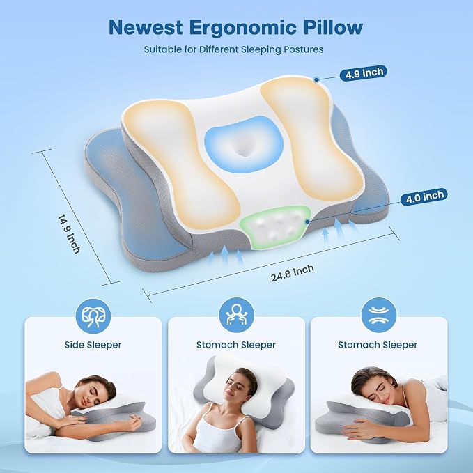 Cervical Pillow for Neck Pain Relief, Cooling Contour Memory Foam Pillows - Image 5