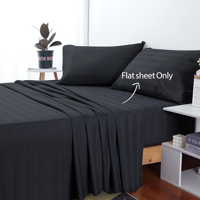 Cotton Twin Flat Sheet Only, 600 Thread Count 100% Egyptian Cotton Top Sheet - Image 2