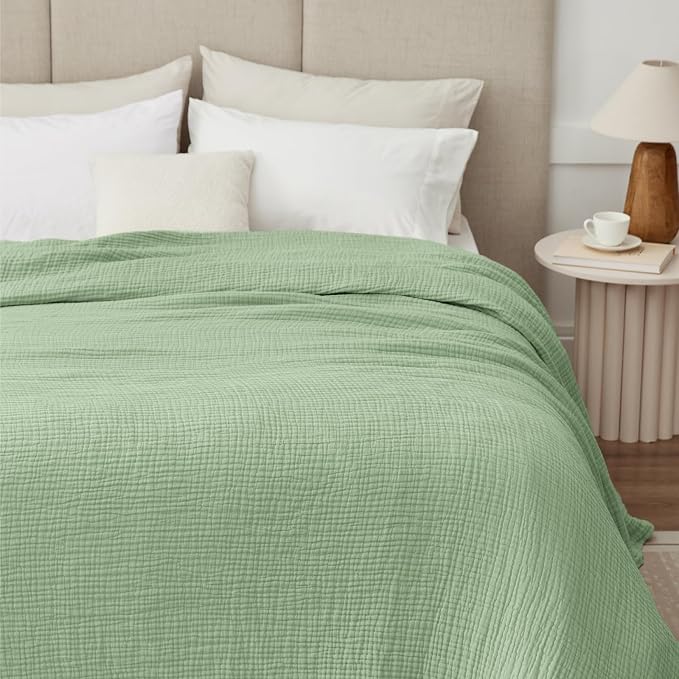 100% Cotton Muslin Blanket King 108" x 90", 6 Layers Breathable and Lightweight - Image 3