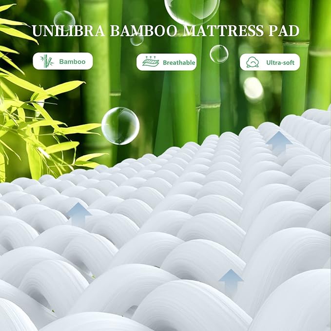 UNILIBRA Twin XL Size Mattress Pad Cooling Rayon from Bamboo, Quilted Fitted - Image 3