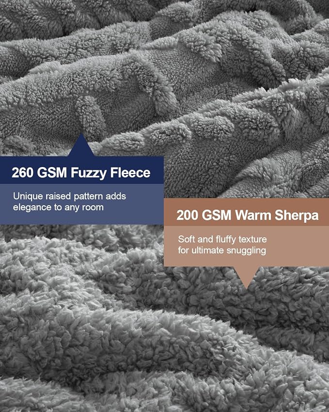 Super Fuzzy Soft Sherpa Fleece Weighted Blanket, 15 lbs Dual Sided Fluffy Heavy - Image 4