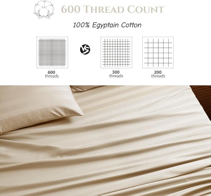 Cotton Flat Sheets Only, 600 TC 100% Cotton Flat Sheet Top Sheet Only, King - Image 3