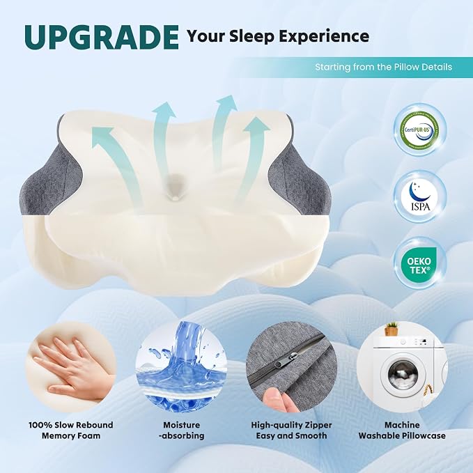 DUMOS Cervical Pillow for Neck and Shoulder, Contour Memory Foam Pillow - Image 5