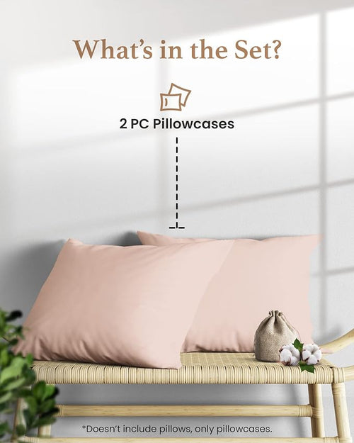 1000 TC Blush Standard Pillowcases Set of 2 100% Egyptian Cotton Pillow Cases - Image 2
