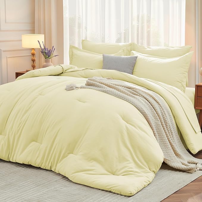 MUXHOMO 7 Pieces Full Comforter Set, Soft Bed in a Bag Full Size, All Season by MUXHOMO