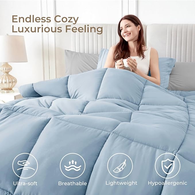 Sasttie Full Size Comforter Sets, 7 Pieces Reversible Bed in a Bag Full - Image 3