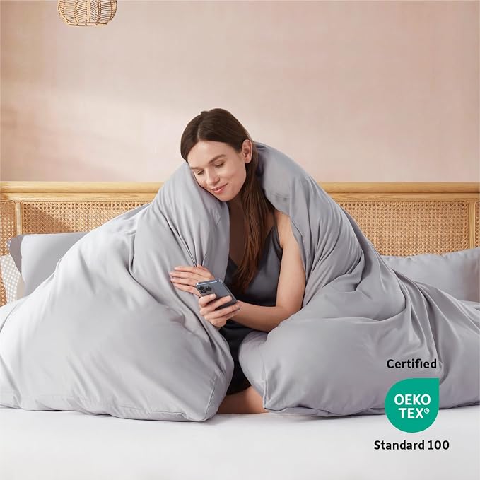 Nestl Grey Lavender Duvet Cover King Size - Image 3