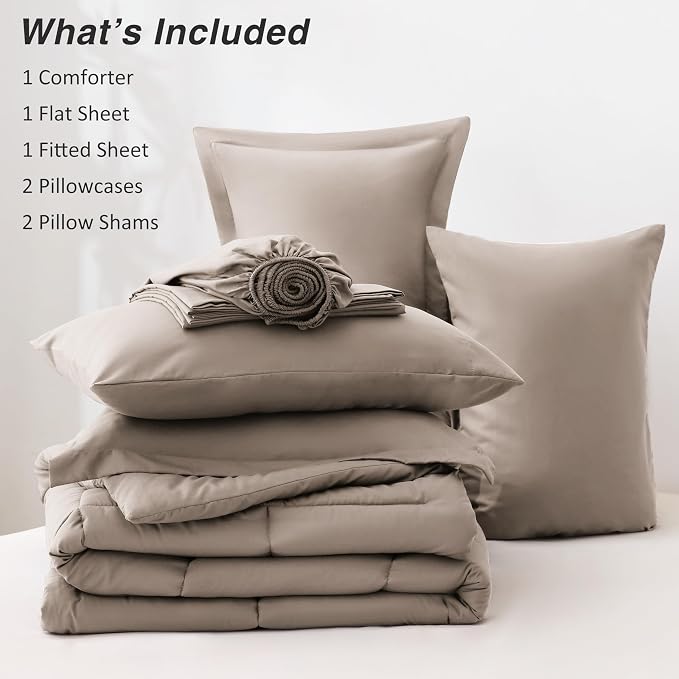 Love's cabin California King Comforter Set Light Brown, 7 Pieces California - Image 8