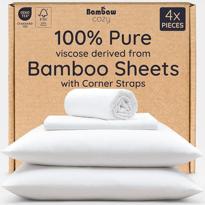 Bambaw 100% Viscose Derived from Bamboo Sheets California King Size – 4pcs Deep by Bambaw