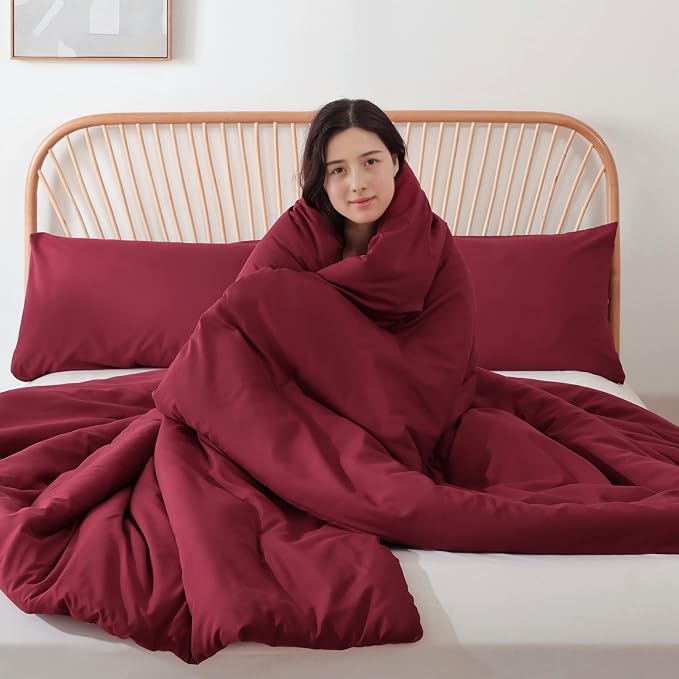 ROSGONIA Oversized King Comforter Dark Red - Image 4