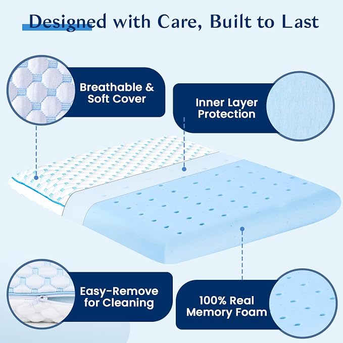 Flat Pillow for Stomach and Back Sleepers, Ultra Thin Pillow for Sleeping - Image 3