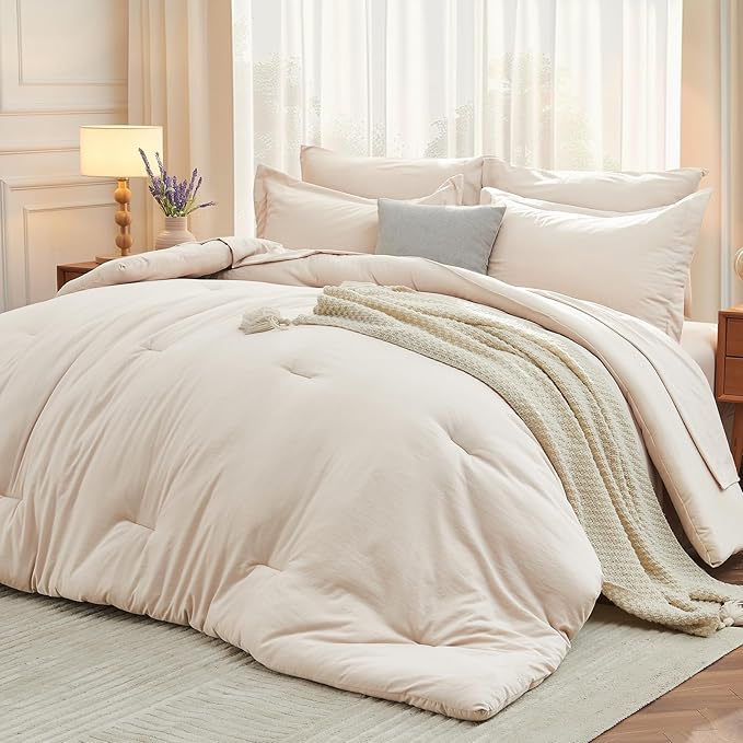MUXHOMO 7 Pieces California King Comforter Set, Soft Bed in a Bag Cal King Size by MUXHOMO