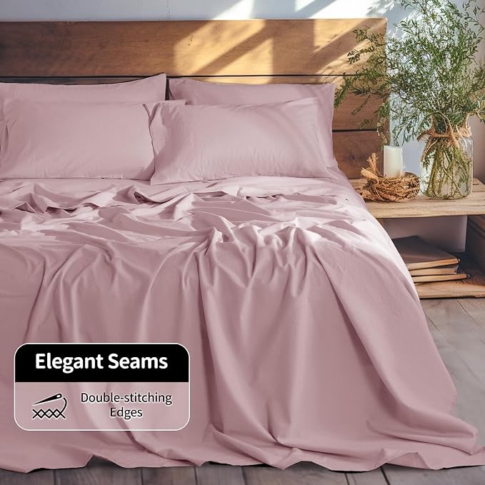 LBRO2M 100% Pure Linen Sheet Set Deep Pocket Up to 16" Bed Sheets Sets - Image 6