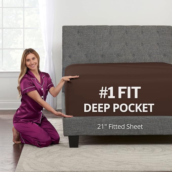 Twin Deep Pocket Fitted Sheet – Twin Deep Pocket Fitted Sheet – 21” Twin Fitted by DeaLuxeBedding