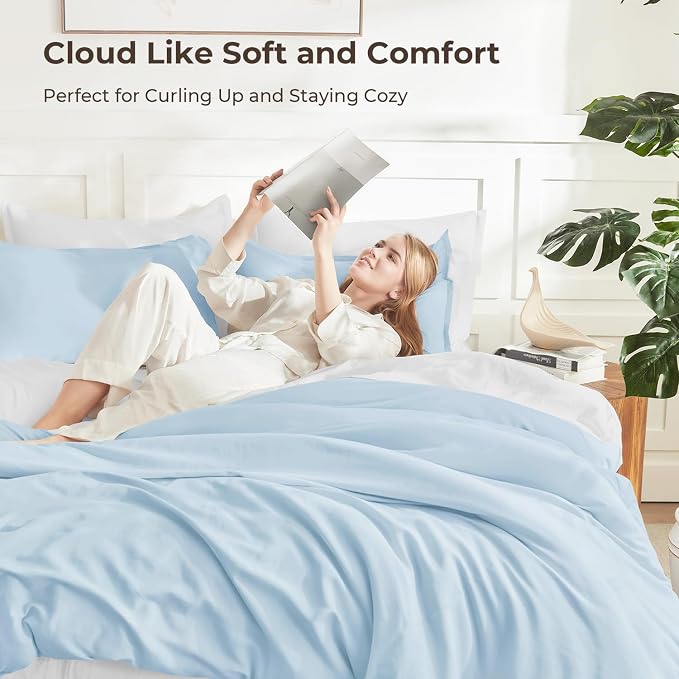 Litanika Comforters Light Blue Twin/Twin XL Size, 2 Pieces Lightweight Solid - Image 2