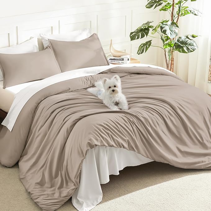 Litanika Light Coffee Twin/Twin XL Comforter Set, 2 Pieces Lightweight Solid by Litanika