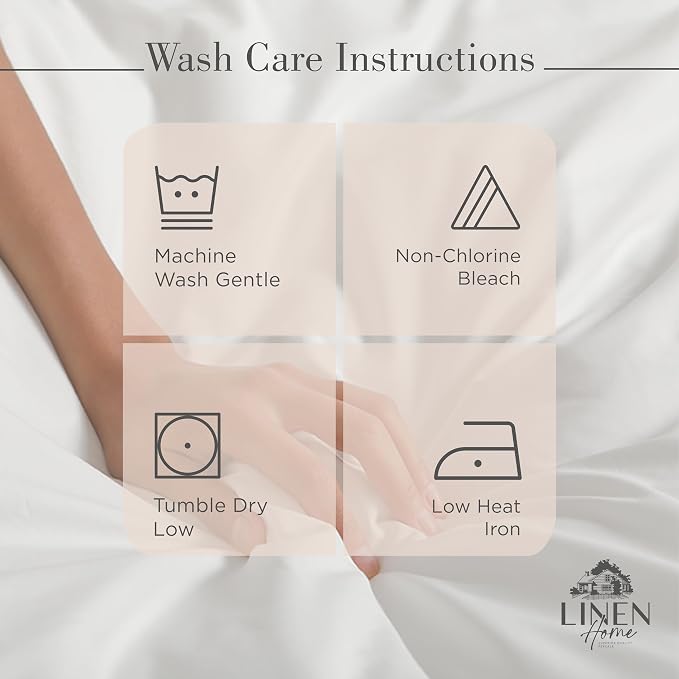 Linen Home 100% Cotton Percale Sheets King Size, Sand Shell, Deep Pocket - Image 5