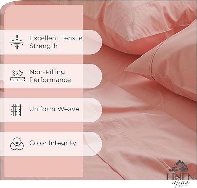 Linen Home 100% Cotton Percale Sheets Twin Size, English Rose, Deep Pocket - Image 2