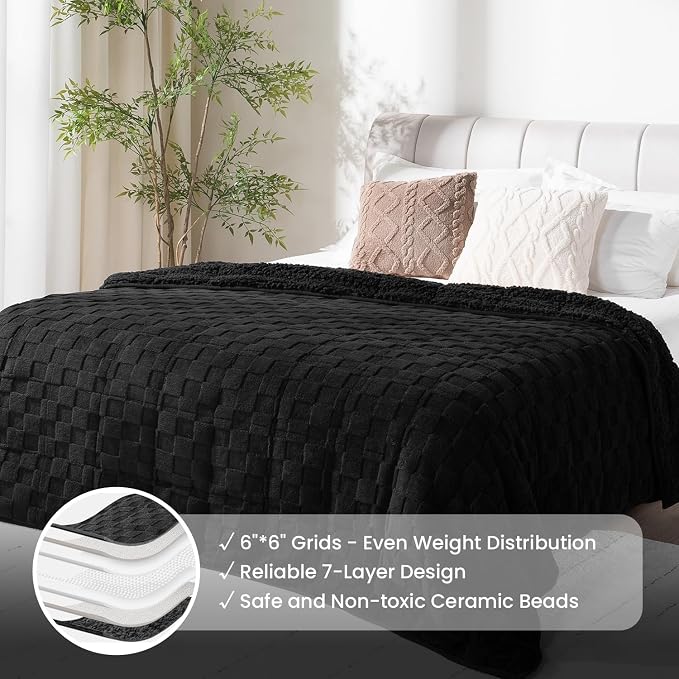 Drewin Weighted Blanket Queen Size 15lbs, Dual Sided Soft Cozy Jacquard - Image 4