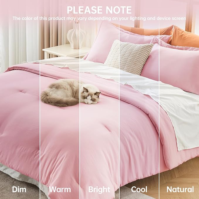 MUXHOMO Pink Oversized King Comforter Sets, All Season Ultra Soft Down - Image 9
