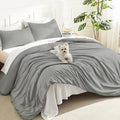 Litanika Comforters Medium Gray Full Size, 3 Pieces Lightweight Solid Bedding by Litanika