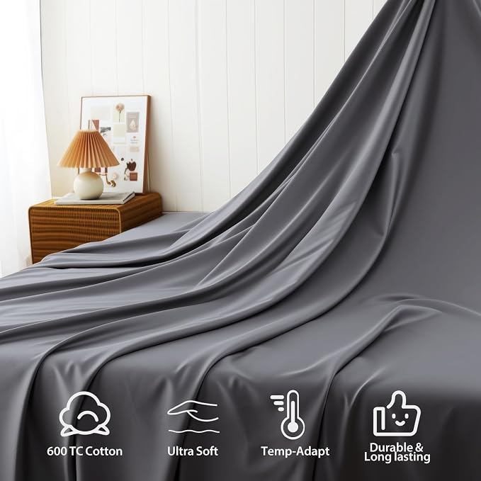 Cotton Flat Sheets Only, 600 TC 100% Cotton Flat Sheet Top Sheet Only, Cal King - Image 4