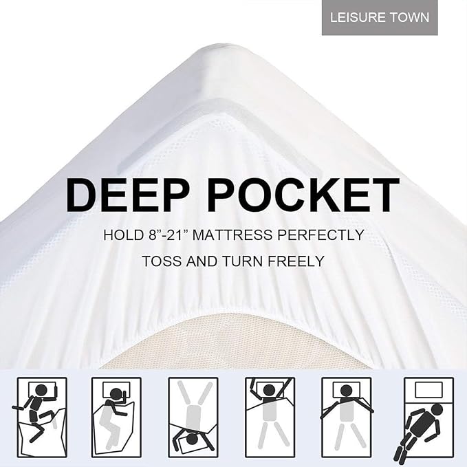 LEISURE TOWN Cotton Twin Mattress Pad Fitted Quilted Mattress Cover Pillow Top - Image 5