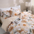 LONAVA King Flower 3 Pcs Duvet Cover Set, Breathable Soft Microfiber Biege by LONAVA