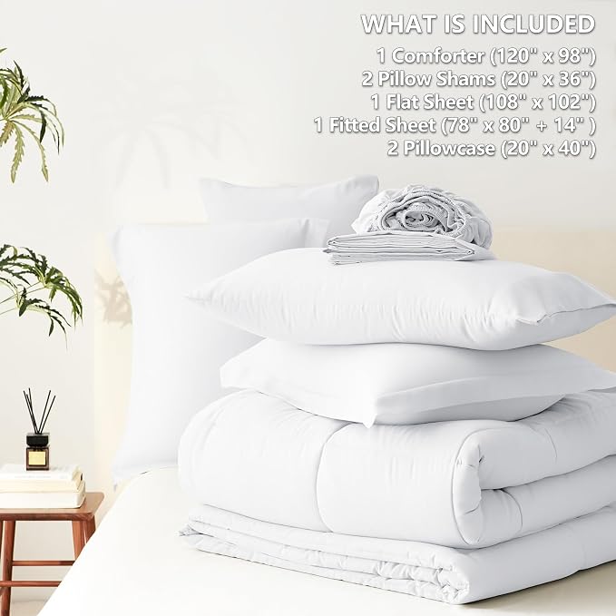 CozyLux Oversized King Comforter Sets White, 7 Pieces Bed in a Bag, 120x98 Box - Image 7