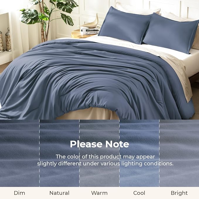 Litanika Comforters Bluish Grey Queen Size, 3 Pieces Lightweight Solid Bedding - Image 8