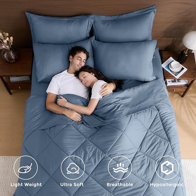 HEVUMYI Dusty Blue Queen Comforter Set - Image 2