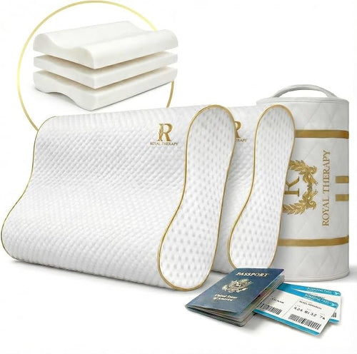 2-Pack Travel Memory Foam Pillow, Cervical by ROYALTHERAPY