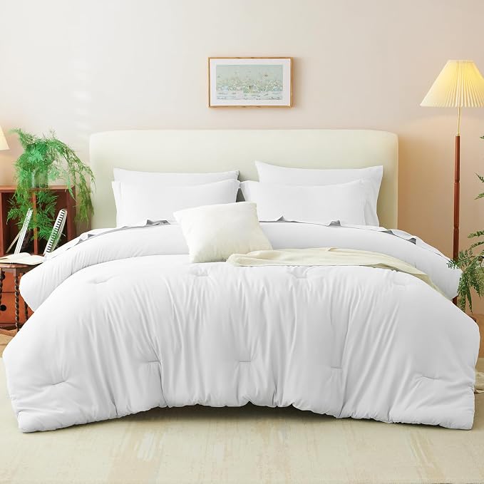 CozyLux Twin XL Comforter Set White, 5 Pieces Bed in a Bag Twin Extra Long - Image 7