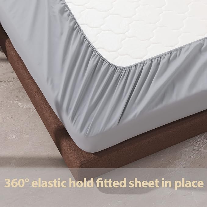 100% Egyptian Cotton Fitted Sheet CK Size Gray, 600 Thread Count 8-16" Deep - Image 6